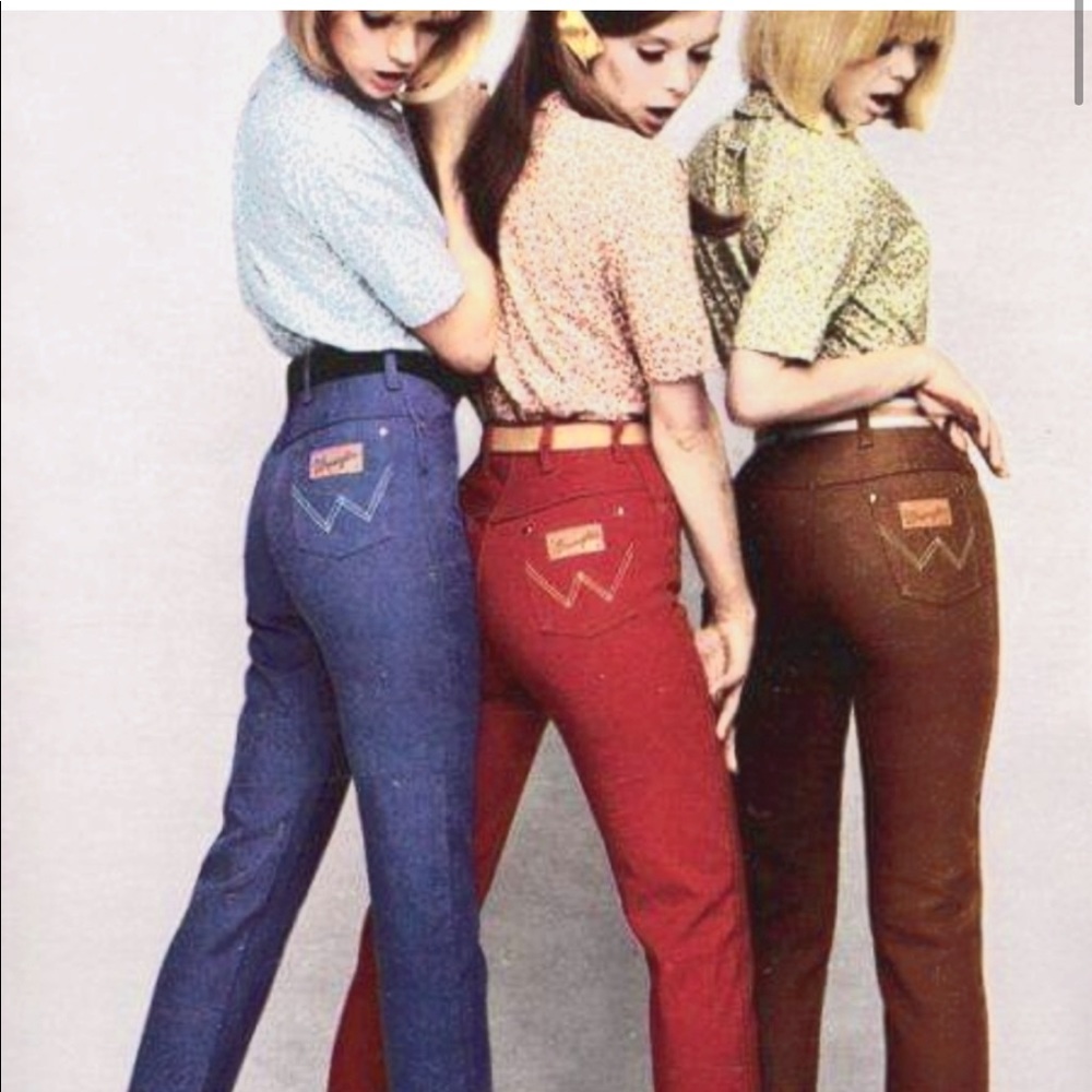 Vintage red high rise Wranglers